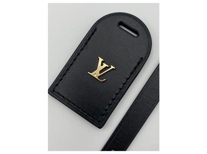 Louis Vuitton luggage tag pelle nera Nero D'oro - vista 3
