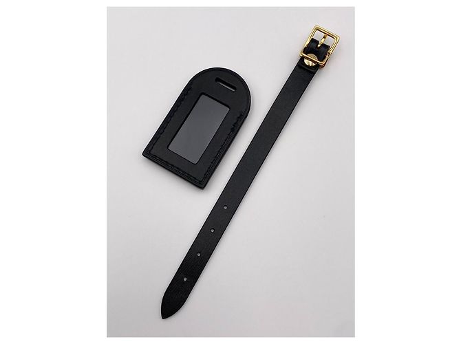 Louis Vuitton luggage tag pelle nera Nero D'oro - vista 4