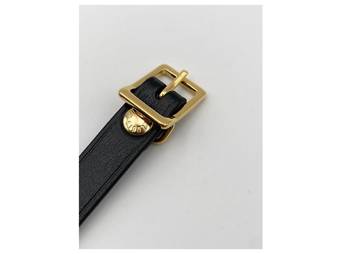 Louis Vuitton luggage tag pelle nera Nero D'oro - vista 5