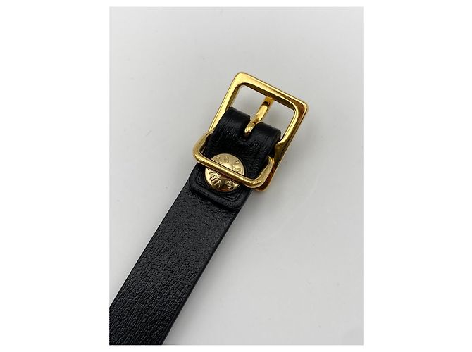Louis Vuitton luggage tag pelle nera Nero D'oro - vista 6