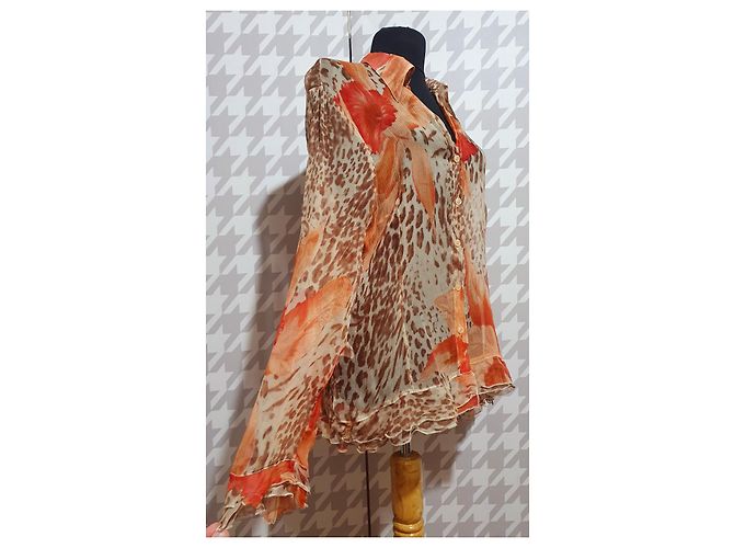 Autre Marque Camicia Le Piume in seta trasparente XL Multicolore - vista 2