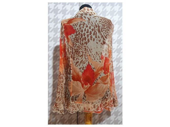 Autre Marque Camicia Le Piume in seta trasparente XL Multicolore - vista 3