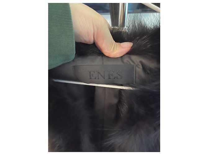 Enes Fox Fur Jacket Black Grey Navy Blue M - view 4