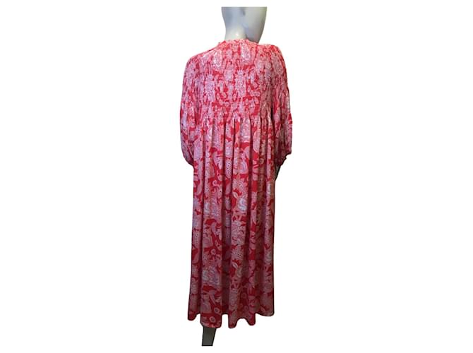Aridza Bross Mittellanges Kleid Weiß Rot - Ansicht 3