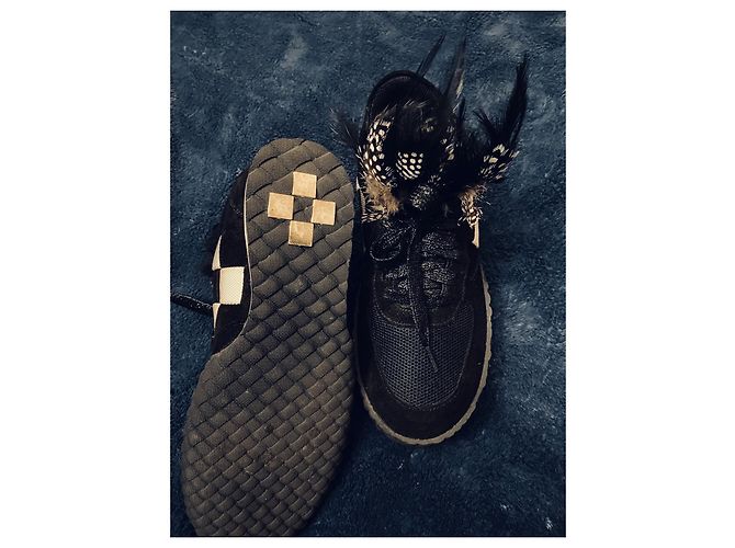 Sneakers Stéphane Kelian in Nabuk Nero a Scacchi con Piume - vista 12