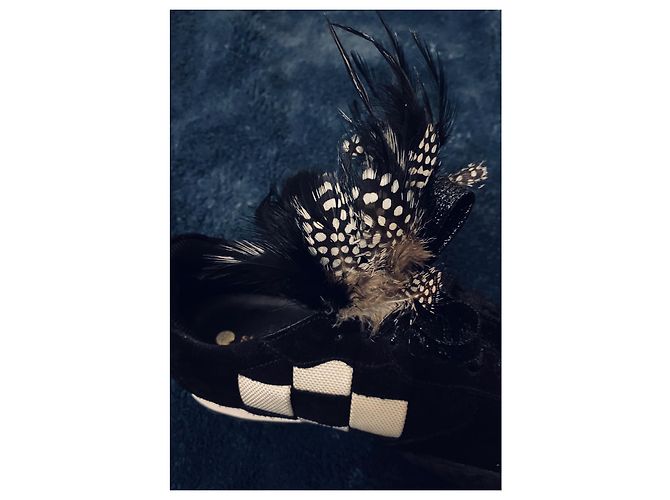 Sneakers Stéphane Kelian in Nabuk Nero a Scacchi con Piume - vista 8