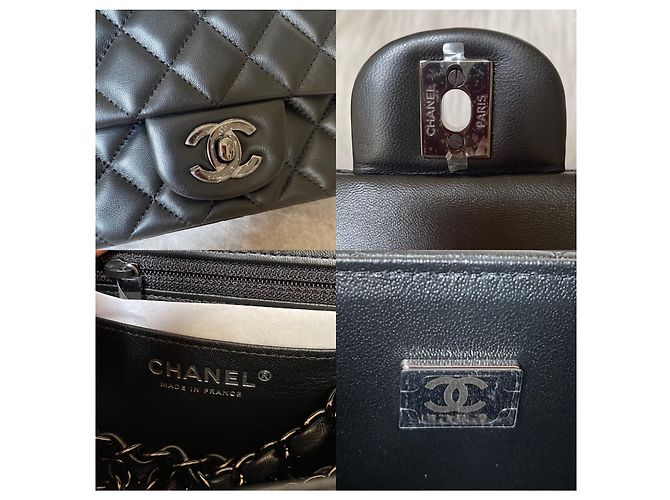 Timeless Chanel Mini aba retangular clássica acolchoada de pele de cordeiro tão preta Preto - vista 5