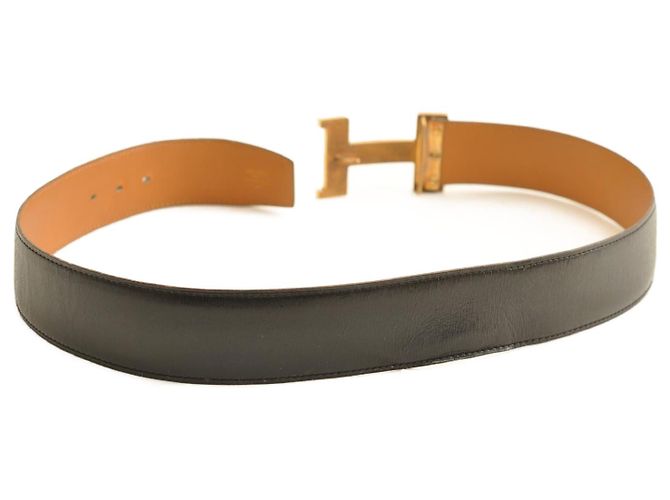 Constance Hermès HERMES Cinturón Constanza de Cuero 31.1 ""Hebilla H Negro Auth ar1771 - vista 12