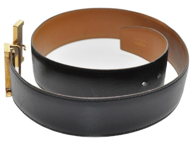 Constance Hermès HERMES Cinturón Constanza de Cuero 31.1 ""Hebilla H Negro Auth ar1771 - vista 2