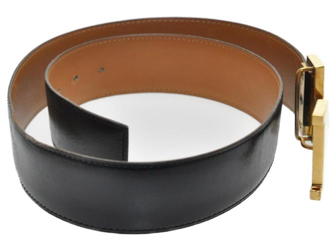 Constance Hermès HERMES Cinturón Constanza de Cuero 31.1 ""Hebilla H Negro Auth ar1771 - vista 3