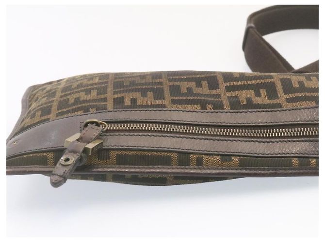 FENDI Borsa a tracolla Zucca Canvas Marrone Nero Autentico 22565 - vista 5