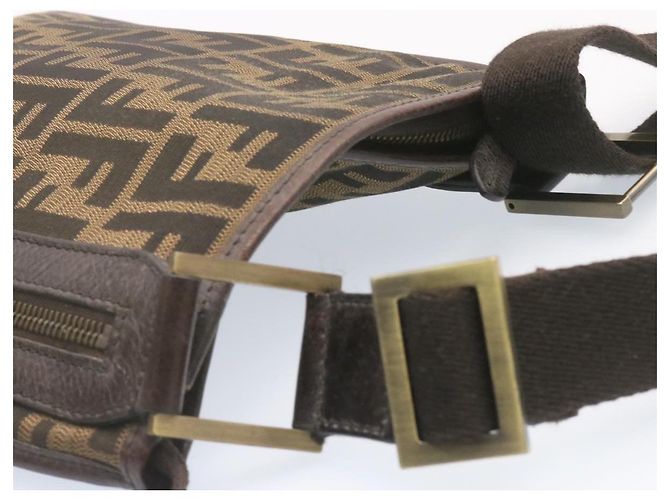 FENDI Borsa a tracolla Zucca Canvas Marrone Nero Autentico 22565 - vista 6