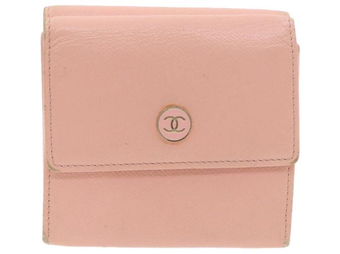 CHANEL Coco Button Monedero Piel Rosa CC Auth gt629 - vista 2