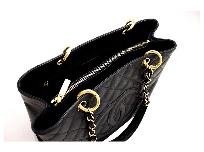 CHANEL Caviar GST 13"Grand Shopping Tote Chain Borsa a tracolla nera Nero - vista 10