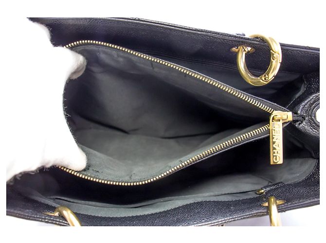 CHANEL Caviar GST 13"Grand Shopping Tote Chain Borsa a tracolla nera Nero - vista 11