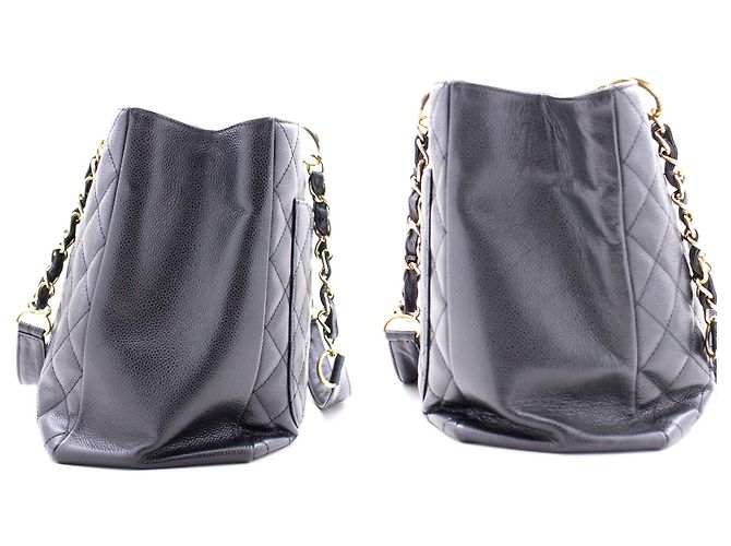 CHANEL Caviar GST 13"Grand Shopping Tote Chain Borsa a tracolla nera Nero - vista 5