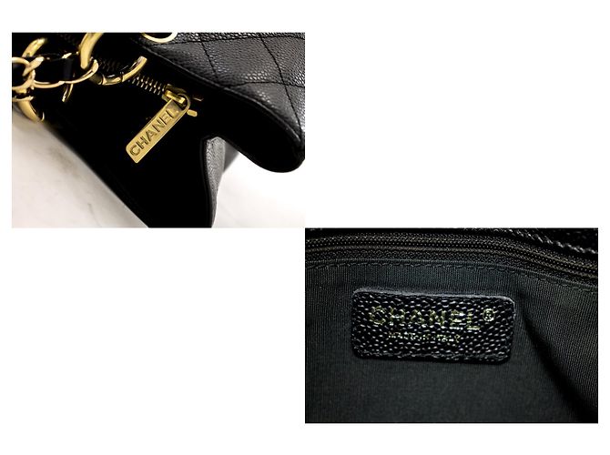 CHANEL Caviar GST 13"Grand Shopping Tote Chain Borsa a tracolla nera Nero - vista 8