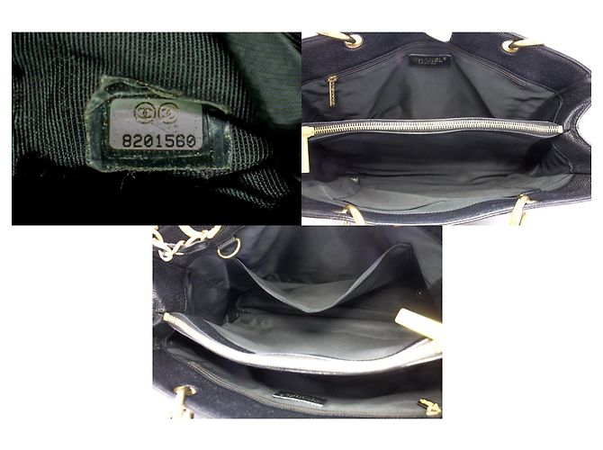 CHANEL Caviar GST 13"Grand Shopping Tote Chain Borsa a tracolla nera Nero - vista 9
