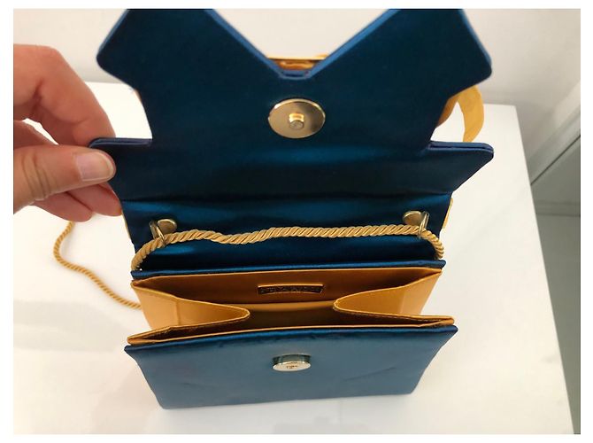 Nina Ricci Handtasche oder Umhängetasche Blau Gelb - Ansicht 5