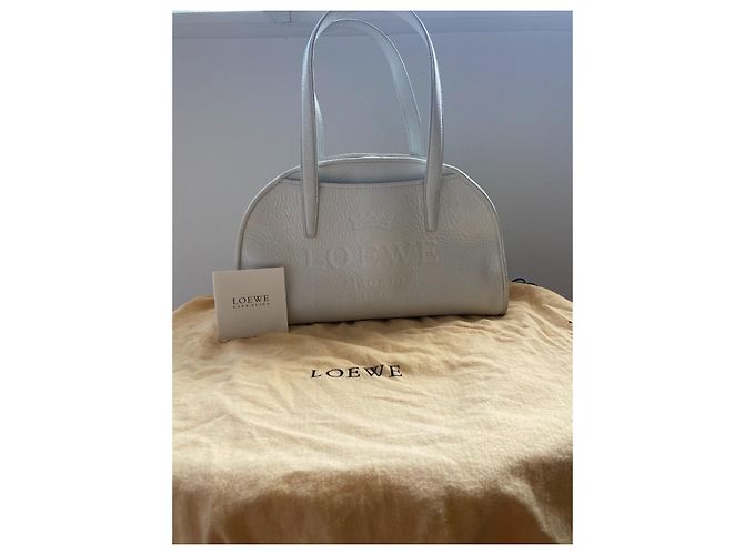 Borsa Bowling Loewe in pelle bianca Bianco - vista 2