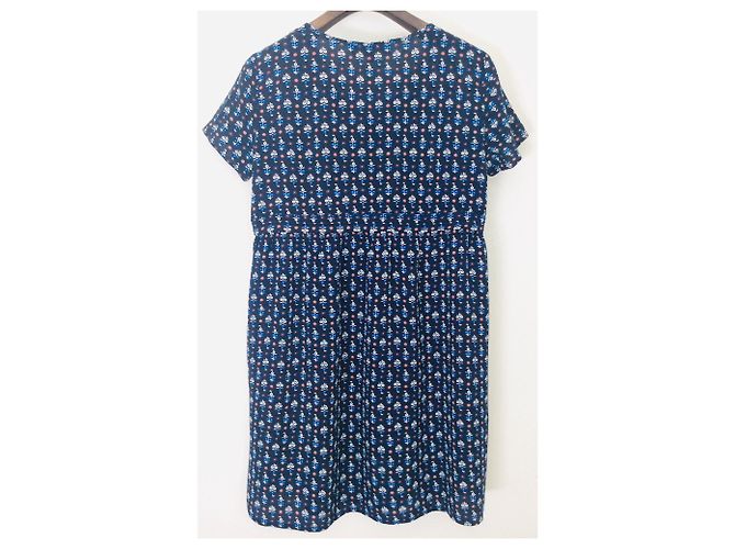 Vanessa Bruno Athe Minikleid Dunkelblau Print Viscose - Ansicht 3