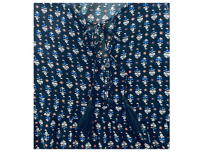 Vanessa Bruno Athe Minikleid Dunkelblau Print Viscose - Ansicht 4