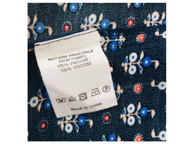 Vanessa Bruno Athe Minikleid Dunkelblau Print Viscose - Ansicht 5