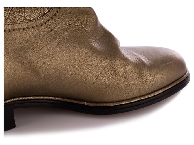 Timeless Chanel Bronze Leather High Riding Boots Metallic - view 8