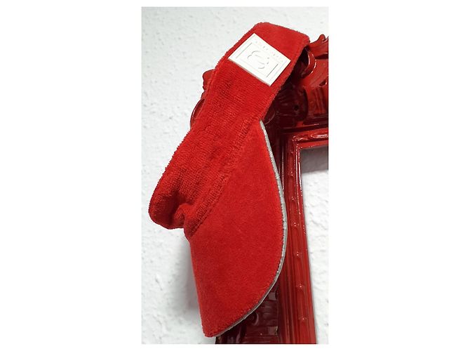 Chanel Visier mit CC Logo rote Baumwolle Weiß - Ansicht 3