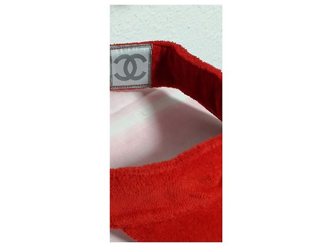 Chanel Visier mit CC Logo rote Baumwolle Weiß - Ansicht 5