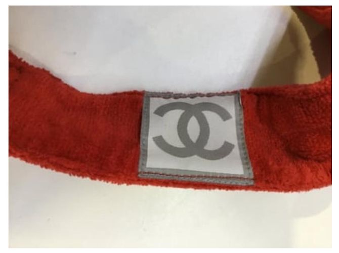 Chanel Visier mit CC Logo rote Baumwolle Weiß - Ansicht 7