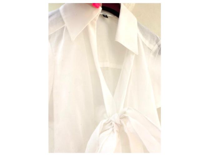 Blusa Diane Von Furstenberg Blanca de Algodón con Nudo Blanco - vista 2