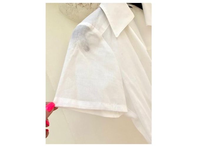 Blusa Diane Von Furstenberg Blanca de Algodón con Nudo Blanco - vista 6