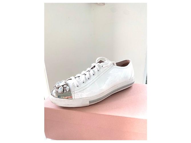 BASKETS Miu Miu BLANCHES AVEC DIAMONDS - vue 2