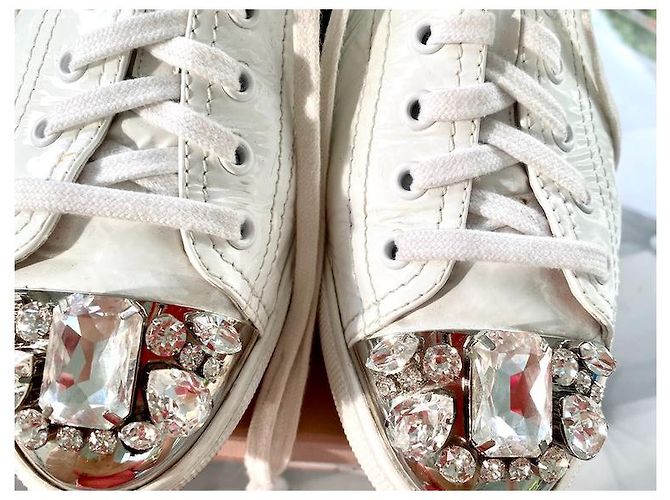 BASKETS Miu Miu BLANCHES AVEC DIAMONDS - vue 4