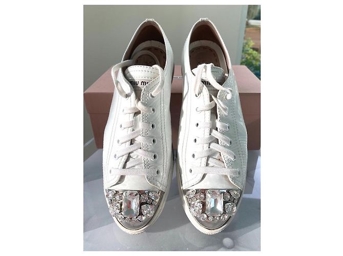 BASKETS Miu Miu BLANCHES AVEC DIAMONDS - vue 7