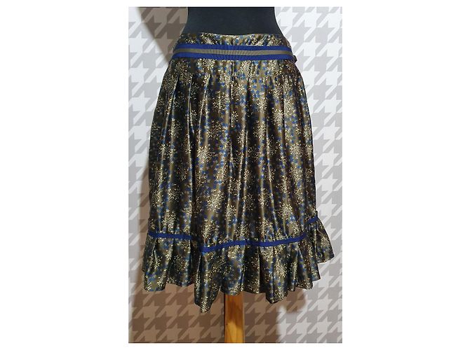 Autre Marque Falda Stefanel Grunge de Satén Liberty Multicolor - vista 4