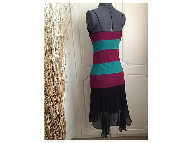 Diane Von Furstenberg Vestido DvF Aleucia asimétrico de seda Castaño Verde Fucsia - vista 2