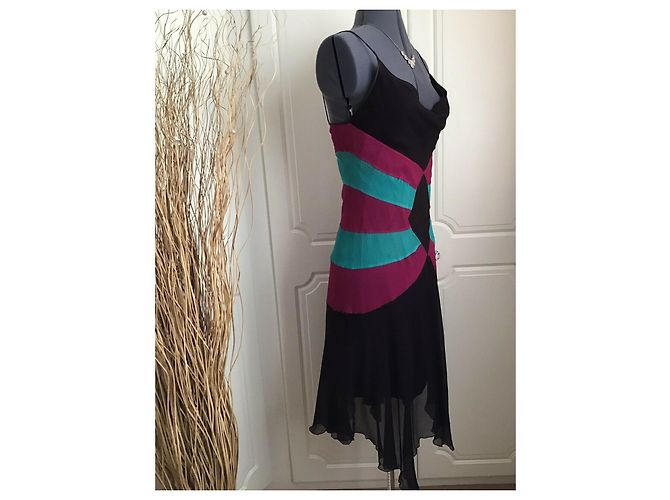 Diane Von Furstenberg Vestido DvF Aleucia asimétrico de seda Castaño Verde Fucsia - vista 4