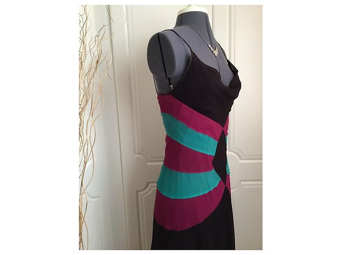 Diane Von Furstenberg Vestido DvF Aleucia asimétrico de seda Castaño Verde Fucsia - vista 5