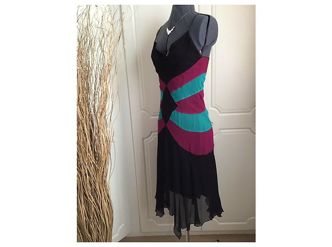 Diane Von Furstenberg Vestido DvF Aleucia asimétrico de seda Castaño Verde Fucsia - vista 6