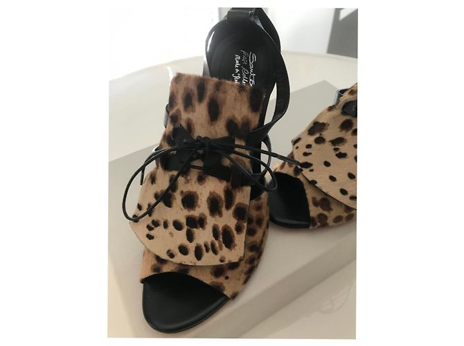 Sandali con tacco Santoni Stampa Leopardo in Cavallino - vista 2