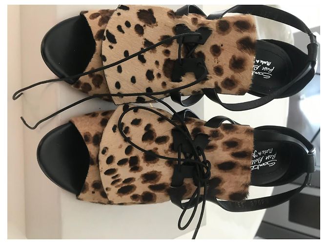 Sandali con tacco Santoni Stampa Leopardo in Cavallino - vista 9