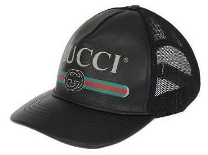 Cappellino Baseball Gucci da Uomo Nero in Pelle - vista 2