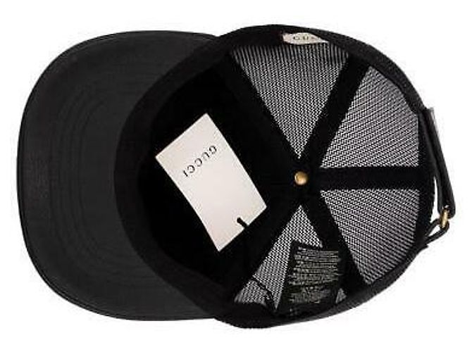 Cappellino Baseball Gucci da Uomo Nero in Pelle - vista 3