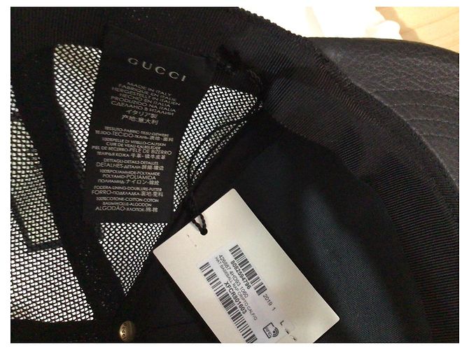 Cappellino Baseball Gucci da Uomo Nero in Pelle - vista 8