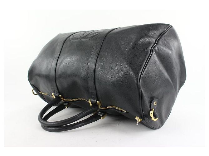 Timeless Chanel Borsone CC Boston senza tempo in pelle nera caviale con tracolla - vista 7