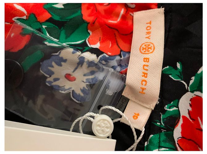 Falda Tory Burch de seda jacquard azul marino con motivos florales Multicolor - vista 10