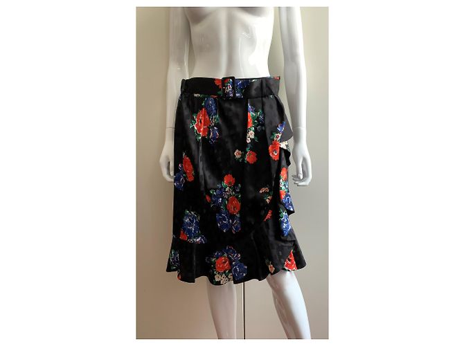 Falda Tory Burch de seda jacquard azul marino con motivos florales Multicolor - vista 12