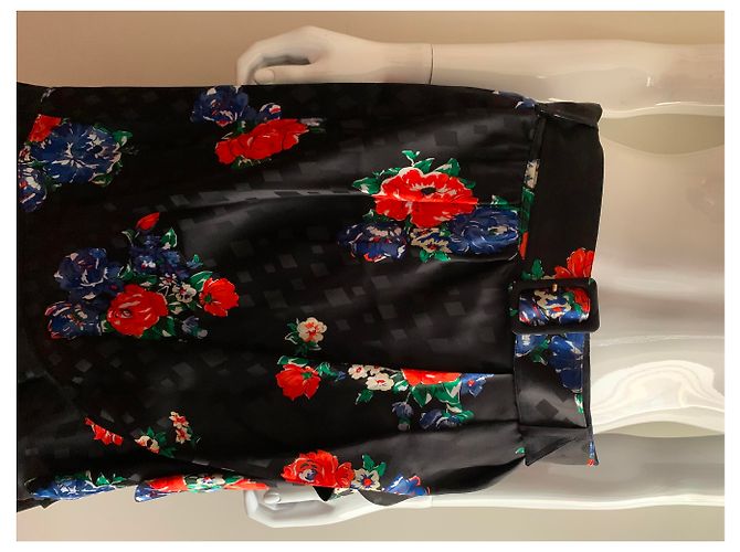 Falda Tory Burch de seda jacquard azul marino con motivos florales Multicolor - vista 13